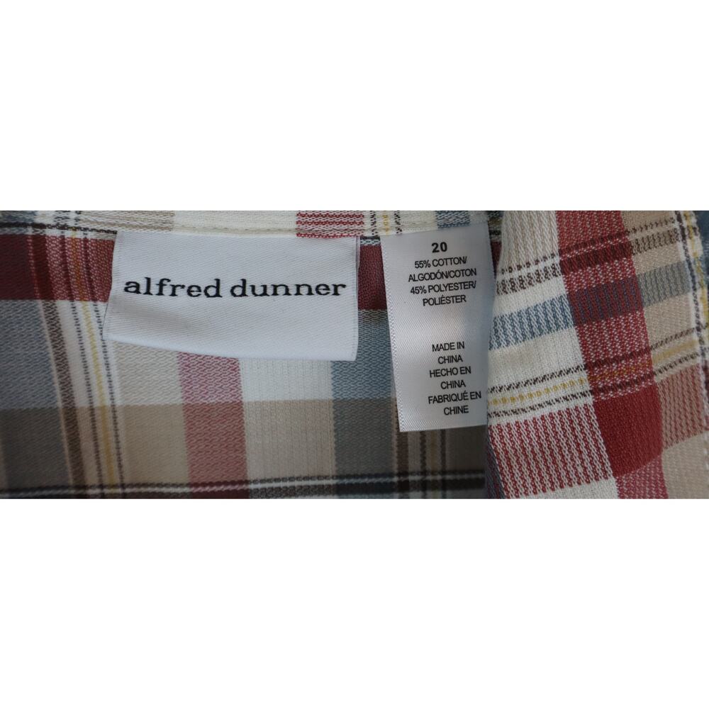 NWT Alfred Dunner Tartan Plaid Button Down Shirt Women Plus 20 Tunic Red Blue - Picture 6 of 8